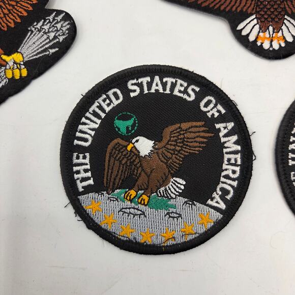 Lot of 9 USA Patriotic Eagle Flag Embroidered Patches Sew On Craft DIY Set - Picture 7 of 11